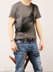 leather waist bag Black Leather FANNY PACK for Men black leather crossbody fanny pack Black leather belt bag
