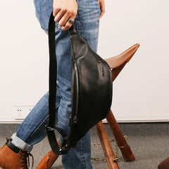 travel waist pack​ Black Leather FANNY PACK for Men black leather crossbody fanny pack Black leather belt bag