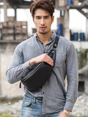 Leather Mens FANNY PACK MENS WAIST BAG HIP PACK BELT BAG FOR MEN - imessengerbags