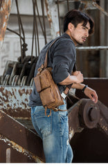 Leather Mens FANNY PACK MENS WAIST BAG HIP PACK BELT BAG FOR MEN - imessengerbags