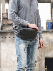 Leather Mens FANNY PACK MENS WAIST BAG HIP PACK BELT BAG FOR MEN - imessengerbags