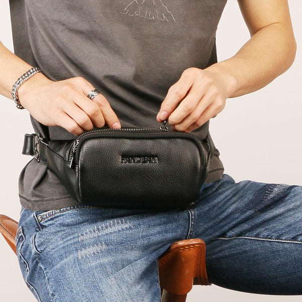 Leather Mens FANNY PACK MENS WAIST BAG HIP PACK BELT BAG FOR MEN - imessengerbags