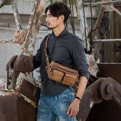 Leather Mens FANNY PACK MENS WAIST BAG HIP PACK BELT BAG FOR MEN - imessengerbags