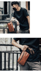 Leather Mens Fanny Pack Waist Bag Hip Pack Belt Bag Bumbag for Men