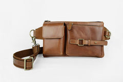 Leather Mens Fanny Pack Waist Bag Hip Pack Belt Bag Bumbag for Men
