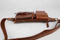 Leather Mens Fanny Pack Waist Bag Hip Pack Belt Bag Bumbag for Men