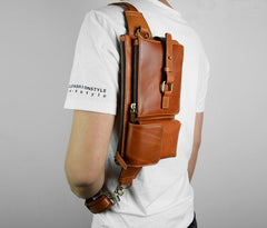 Leather Mens Fanny Pack Waist Bag Hip Pack Belt Bag Bumbag for Men