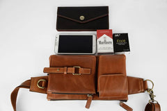 Leather Mens Fanny Pack Waist Bag Hip Pack Belt Bag Bumbag for Men