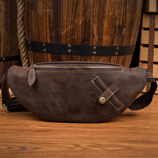 Leather Mens Fanny Pack Waist Bag Hip Pack Belt Bag Bumbag for Men - imessengerbags