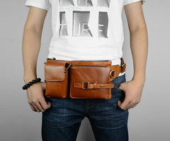 Leather Mens Fanny Pack Waist Bag Hip Pack Belt Bag Bumbag for Men
