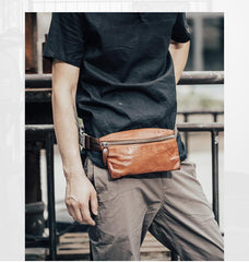 Leather Mens Fanny Pack Waist Bag Hip Pack Belt Bag Bumbag for Men