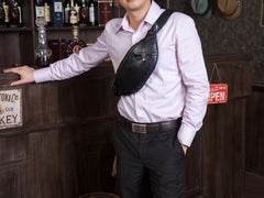 Leather Mens Fanny Pack Waist Bag Hip Pack Belt Bag Bumbag for Men - imessengerbags