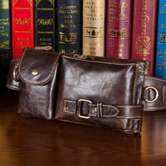 Leather Mens Fanny Pack Waist Bag Hip Pack Belt Bag Bumbag for Men - imessengerbags