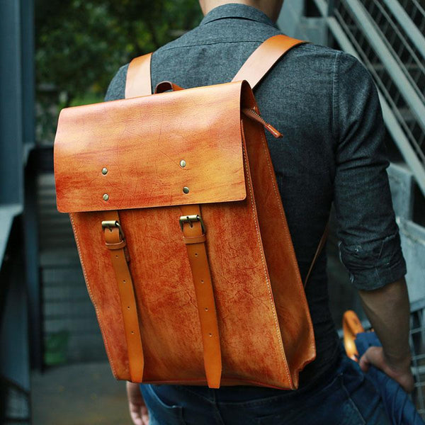 Leather Mens School Backpacks Travel Backpacks Laptop Backpack for men - imessengerbags