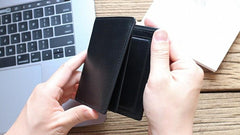 Leather Mens Slim Bifold Small Wallet Front Pocket Wallet Small Wallet for Men - imessengerbags