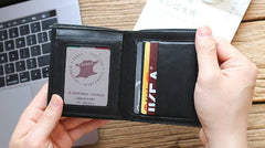 Leather Mens Slim Bifold Small Wallet Front Pocket Wallet Small Wallet for Men - imessengerbags