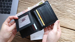 Leather Mens Slim Bifold Small Wallet Front Pocket Wallet Small Wallet for Men - imessengerbags