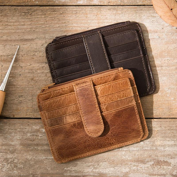 Leather Mens Slim Card Holder Front Pocket Wallet Card Wallets for Men - imessengerbags