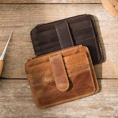 Leather Mens Slim Card Holder Front Pocket Wallet Card Wallets for Men
