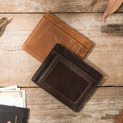 Leather Mens Slim Card Holder Front Pocket Wallets Card Wallet for Men - imessengerbags