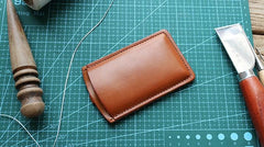 Leather Mens Slim Card Wallet Front Pocket Wallet Small Change Wallets for Men - imessengerbags