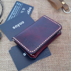 Leather Mens Slim Front Pocket Bifold Small Wallets Card Wallet for Men - imessengerbags