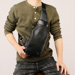 Leather Mens Sling Bag Sling Shoulder Bag Sling Backpack for men