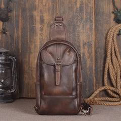 Leather Mens Sling Bag Sling Shoulder Bag Sling Backpack for men - imessengerbags
