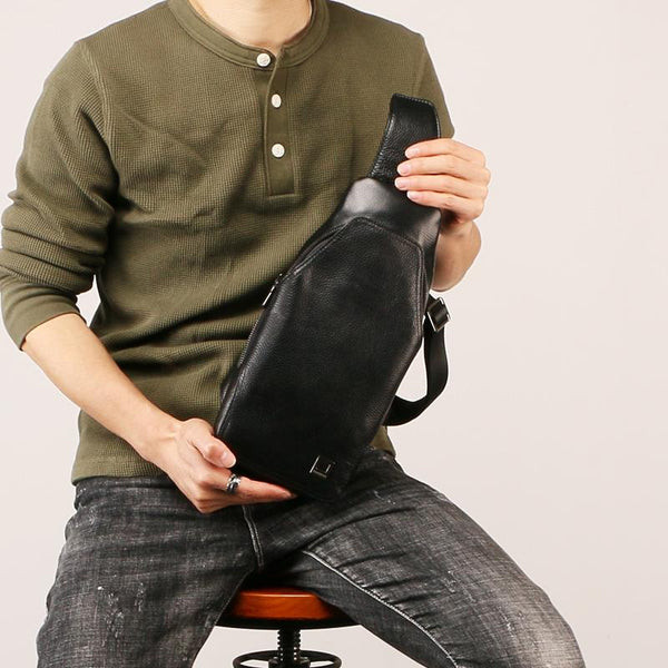 Leather Mens Sling Bag Sling Shoulder Bag Sling Backpack for men - imessengerbags