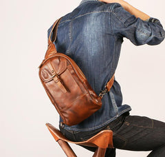 Leather Mens Sling Bag Sling Shoulder Bag Sling Backpack for men - imessengerbags