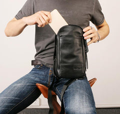 Leather Mens Sling Bag Sling Shoulder Bag Sling Backpack for men