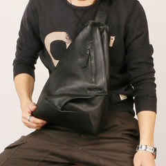 Leather Mens Sling Bag Sling Shoulder Bag Sling Backpack for men - imessengerbags