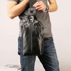 Leather Mens Sling Bag Sling Shoulder Bag Sling Backpack for men