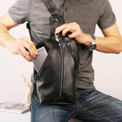 Leather Mens Sling Bag Sling Shoulder Bag Sling Backpack for men