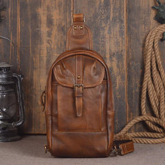 Leather Mens Sling Bag Sling Shoulder Bag Sling Backpack for men - imessengerbags