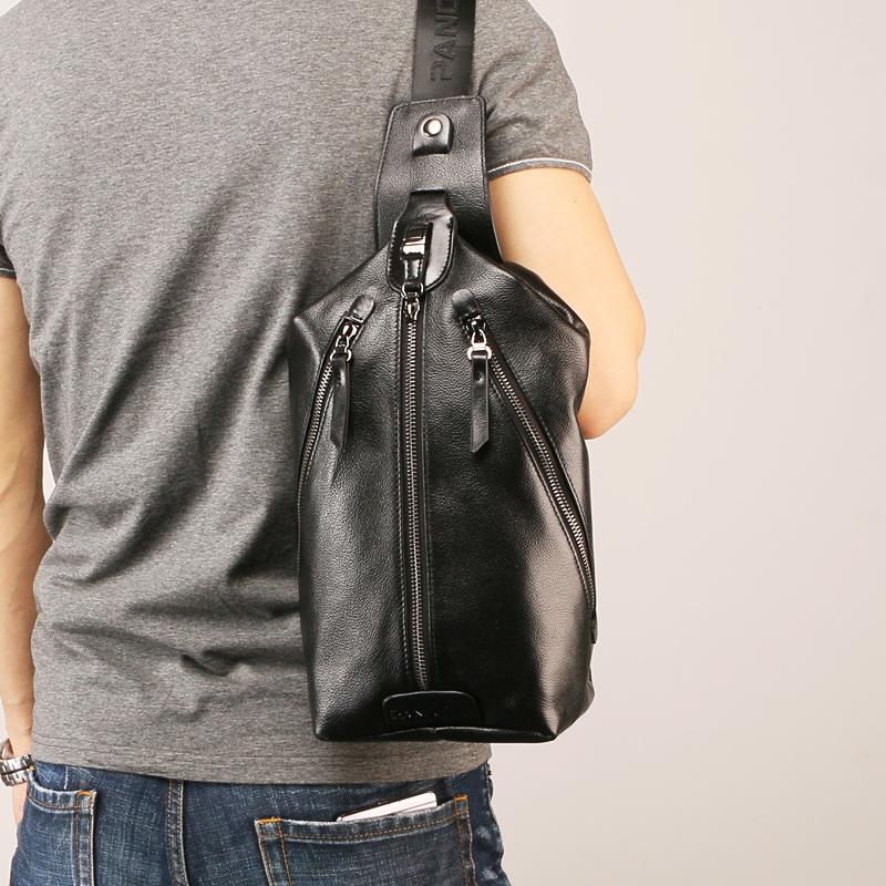 Leather Mens Sling Bag Sling Shoulder Bag Sling Backpack for men