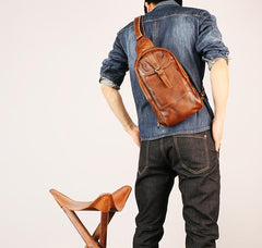 Leather Mens Sling Bag Sling Shoulder Bag Sling Backpack for men - imessengerbags