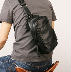 Leather Mens Sling Bag Sling Shoulder Bag Sling Backpack for men