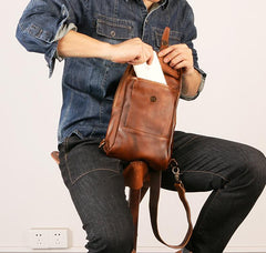 Leather Mens Sling Bag Sling Shoulder Bag Sling Backpack for men - imessengerbags