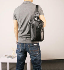 Leather Mens Sling Bag Sling Shoulder Bag Sling Backpack for men