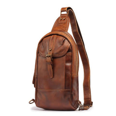 Leather Mens Sling Bag Sling Shoulder Bag Sling Backpack for men - imessengerbags