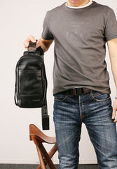 Leather Mens Sling Bag Sling Shoulder Bag Sling Backpack for men