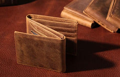 Leather Mens Vintage Leather Wallet Men Small Wallets Trifold for Men - imessengerbags
