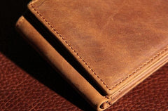 Leather Mens Vintage Leather Wallet Men Small Wallets Trifold for Men - imessengerbags
