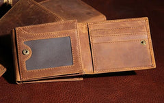 Leather Mens Vintage Leather Wallet Men Small Wallets Trifold for Men - imessengerbags