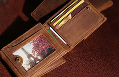 Leather Mens Vintage Leather Wallet Men Small Wallets Trifold for Men - imessengerbags