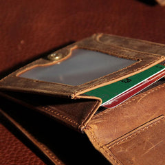 Leather Mens Vintage Leather Wallet Men Small Wallets Trifold for Men - imessengerbags