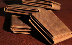 Leather Mens Vintage Leather Wallet Men Small Wallets Trifold for Men - imessengerbags