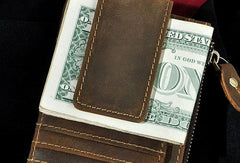 Leather Mens Wallet Cool Slim Front Pocket Wallet Money Clip for Men - imessengerbags