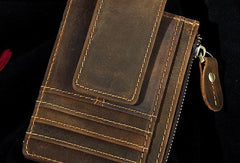 Leather Mens Wallet Cool Slim Front Pocket Wallet Money Clip for Men - imessengerbags